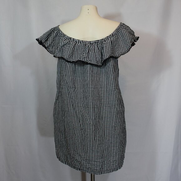 Tommy Bahama off the Shoulder Ruffle Gingham Dress Black/White Size Large - Picture 5 of 7